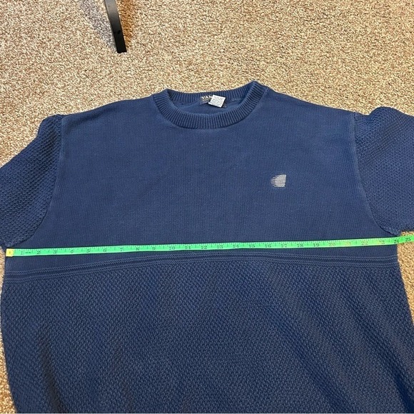 Vantage Custom Classics Mens Large Blue Cotton Knit Crewneck Sweater Made in USA - Picture 6 of 8
